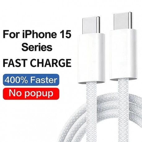 PD 35W Fast Charger USB Type C For iPhone 15 14 13 12 11 Pro Max Plus XR XS Charging Data Cable - USB Type C to USB Type C, 1m