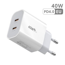 40W USB C Charger Quick Charge QC 3.0 Dual PD Charger Type C Fast Charger Adapter For iPhone Xiaomi Samsung Huawei Phone EU Plug