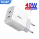 40W USB C Charger Quick Charge QC 3.0 Dual PD Charger Type C Fast Charger Adapter For iPhone Xiaomi Samsung Huawei Phone UK Plug