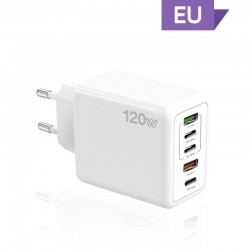 120W PD 5 Port USB Charger Fast Charging QC3.0 USB C Type C Charger For iPhone Huawei Samsung Xiaomi Quick Charge EU Plug White