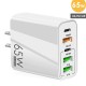 65W USB C Charger GaN Fast Charging Charger PD Quick Charge QC3.0 For iPhone 16 Xiaomi POCO Samsung Huawei Oneplus UK Plug White