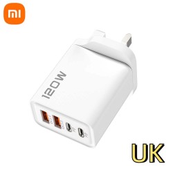 Xiaomi PD 120W 4 Ports USB C Charger Quick Charge 3.0 Type C USB Phone Fast Charging Adapter for Samsung IPhone Huawei UK Plug