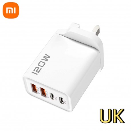 Xiaomi PD 120W 4 Ports USB C Charger Quick Charge 3.0 Type C USB Phone Fast Charging Adapter for Samsung IPhone Huawei UK Plug