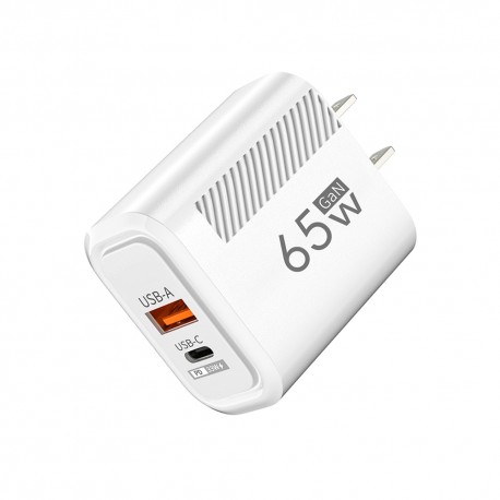 65W GaN Fast Charging USB Type C Charger PD 3.0 Quick Charge Wall Charger For Phone Adapter For iPhone Huawei Samsung US White