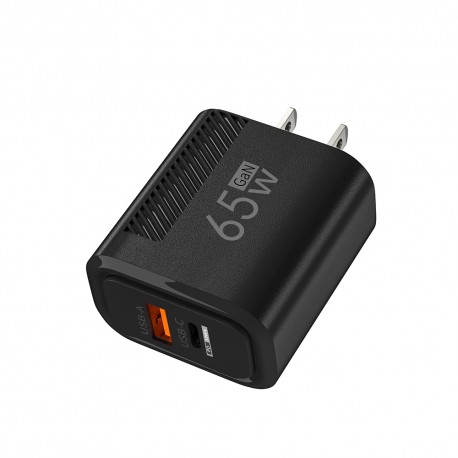 65W GaN Fast Charging USB Type C Charger PD 3.0 Quick Charge Wall Charger For Phone Adapter For iPhone Huawei Samsung US Black