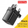 20W GaN USB Type C Charger PD Fast Charge Phone QC 3.0 Chargers For iPhone 14 13 12 11 Pro Max Mini iPad Charging UK Plug Black