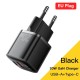 20W GaN USB Type C Charger PD Fast Charge Phone QC 3.0 Chargers For iPhone 14 13 12 11 Pro Max Mini iPad Charging EU Plug Black