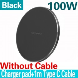 100W Fast Wireless Charger Pad for iPhone 15 14 13 12 11 Pro Max Samsung Galaxy S24 S23 S22 S20 Xiaomi Wireless Station Black