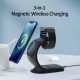 3 in 1 Magnetic Wireless Charger for Smart Phone 5-15W Wireless Charging Station for Watch/Earphones Phone Holder/Bracket White