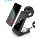 3 in 1 Wireless Charger for Samsung S24 S23 Ultra/S22/S21/Note 20/Z Flip 6/Z Fold 6 Fast Charging for Galaxy Watch 7 Pro Black